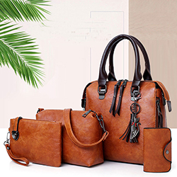 WMNS Five Piece Grain Leather Handbag and Wallet Combination Set